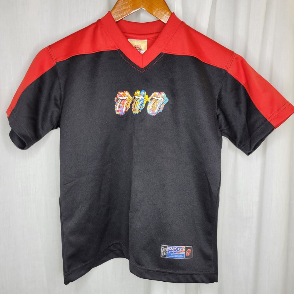 Rolling Stones 02-03 World Tour Black & Red Youth Mouth Logo Jersey, S